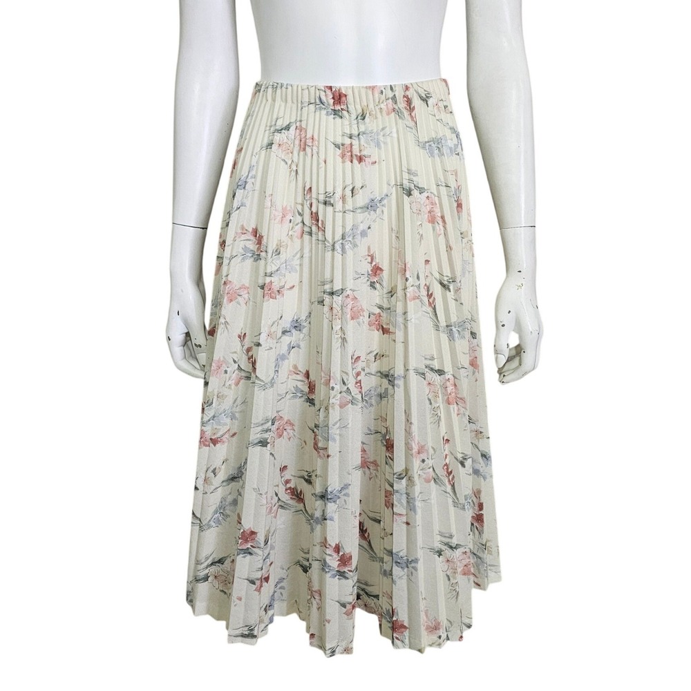 Vintage‎ Graff Petites Floral Pleated Midi Skirt USA Cottagecore Size M Coquette